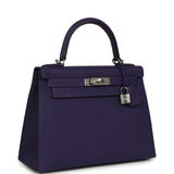 Hermes Kelly Sellier 28 Purple Epsom Palladium Hardware - Thumbnail View 2