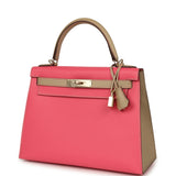 Hermes Special Order (HSS) Kelly Sellier 28 Rose Azalee, Trench Epsom Permabrass Hardware - Thumbnail View 5
