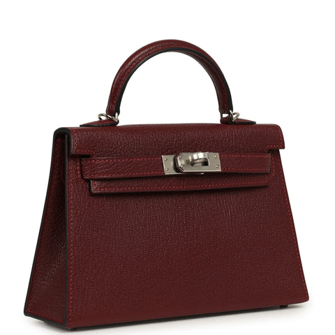 Hermes Special Order (HSS) Kelly Sellier 20 Rouge H Chevre Mysore Palladium Hardware