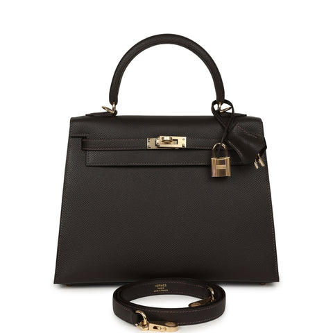 Hermes Kelly Sellier 25 Bai Brun Epsom Permabrass Hardware