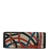 Pre-owned Hermes Kelly Sellier 32 Ficelle-Multicolor Toile De Camp Cavalcadour and Black Swift Palladium Hardware - Thumbnail View 6