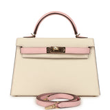 Hermes Special Order (HSS) Kelly Sellier 20 Craie, Rose Sakura Chevre Mysore Permabrass Hardware - Thumbnail View 1