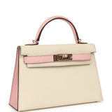 Hermes Special Order (HSS) Kelly Sellier 20 Craie, Rose Sakura Chevre Mysore Permabrass Hardware - Thumbnail View 2