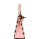 Hermes Special Order (HSS) Kelly Sellier 20 Craie, Rose Sakura Chevre Mysore Permabrass Hardware - Thumbnail View 3