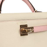 Hermes Special Order (HSS) Kelly Sellier 20 Craie, Rose Sakura Chevre Mysore Permabrass Hardware - Thumbnail View 7