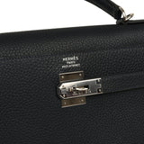 Vintage Hermes Kelly Sellier 35 Bleu Indigo Fjord Palladium Hardware - Thumbnail View 7