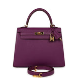 Pre-owned Hermes Kelly Sellier 25 Anemone Epsom Gold Hardware - Thumbnail View 1