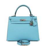 Hermes Kelly Sellier 25 Celeste Epsom Palladium Hardware - Thumbnail View 1