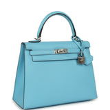 Hermes Kelly Sellier 25 Celeste Epsom Palladium Hardware - Thumbnail View 2
