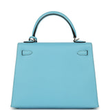 Hermes Kelly Sellier 25 Celeste Epsom Palladium Hardware - Thumbnail View 4