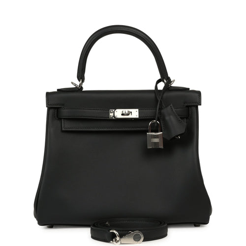 Hermes Kelly Retourne 25 Black Swift Palladium Hardware