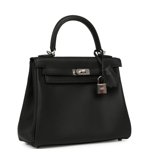 Hermes Kelly Retourne 25 Black Swift Palladium Hardware