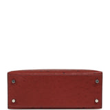 Hermes Kelly Sellier 25 Rouge H Ostrich Palladium Hardware - Thumbnail View 6