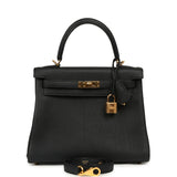 Pre-owned Hermes Kelly Retourne 25 Black Togo Gold Hardware - Thumbnail View 1