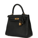 Pre-owned Hermes Kelly Retourne 25 Black Togo Gold Hardware - Thumbnail View 5