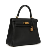 Pre-owned Hermes Kelly Retourne 25 Black Togo Gold Hardware - Thumbnail View 2