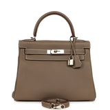 Pre-owned Hermes Kelly Retourne 28 Etoupe Togo Palladium Hardware - Thumbnail View 1