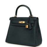Pre-owned Hermes Kelly Retourne 28 Vert Cypress Togo, Matte Alligator Touch Gold Hardware - Thumbnail View 5