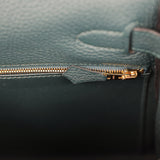 Pre-owned Hermes Kelly Retourne 28 Vert Cypress Togo, Matte Alligator Touch Gold Hardware - Thumbnail View 8