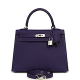 Hermes Kelly Sellier 25 Purple Epsom Palladium Hardware - Thumbnail View 1