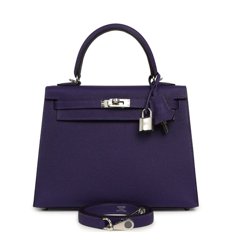 Hermes Kelly Sellier 25 Purple Epsom Palladium Hardware
