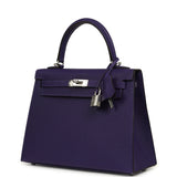 Hermes Kelly Sellier 25 Purple Epsom Palladium Hardware - Thumbnail View 5