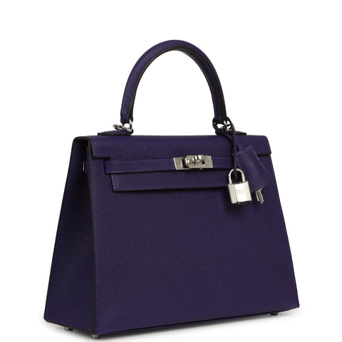 Hermes Kelly Sellier 25 Purple Epsom Palladium Hardware