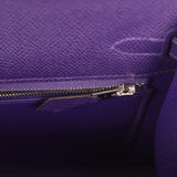 Hermes Kelly Sellier 25 Purple Epsom Palladium Hardware - Thumbnail View 8