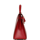 Vintage Hermes Kelly Sellier 32 Rouge Vif Box Gold Hardware - Thumbnail View 3