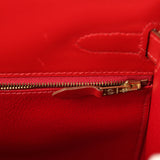 Vintage Hermes Kelly Sellier 32 Rouge Vif Box Gold Hardware - Thumbnail View 9