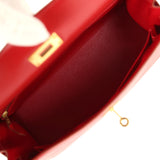 Vintage Hermes Kelly Sellier 32 Rouge Vif Box Gold Hardware - Thumbnail View 8