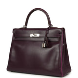 Pre-owned Hermes Kelly Retourne 35 Raisin Verso Box Palladium Hardware - Thumbnail View 5