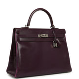 Pre-owned Hermes Kelly Retourne 35 Raisin Verso Box Palladium Hardware - Thumbnail View 2