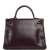 Pre-owned Hermes Kelly Retourne 35 Raisin Verso Box Palladium Hardware - Thumbnail View 4