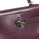 Pre-owned Hermes Kelly Retourne 35 Raisin Verso Box Palladium Hardware - Thumbnail View 7