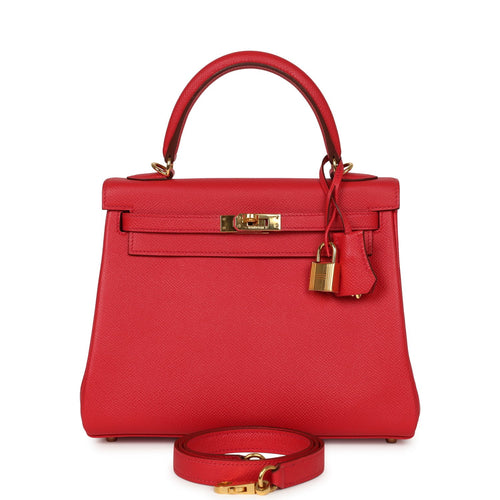 Pre-owned Hermes Kelly Retourne 25 Bougainvillea Epsom Gold Hardware