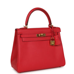 Pre-owned Hermes Kelly Retourne 25 Bougainvillea Epsom Gold Hardware