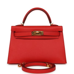 Pre-owned Hermes Kelly Sellier 20 Rouge de Coeur Madame Gold Hardware