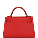 Pre-owned Hermes Kelly Sellier 20 Rouge de Coeur Madame Gold Hardware - Thumbnail View 4