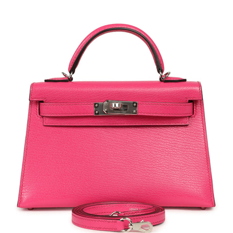 Hermes Kelly Sellier 20 Rose Pop Chevre Chamkilight Palladium Hardware