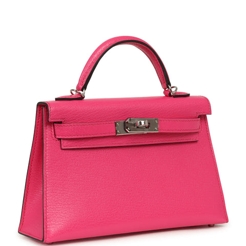 Hermes Kelly Sellier 20 Rose Pop Chevre Chamkilight Palladium Hardware