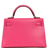 Hermes Kelly Sellier 20 Rose Pop Chevre Chamkilight Palladium Hardware - Thumbnail View 4