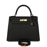 Hermes Kelly Sellier 28 Black Epsom Gold Hardware - Thumbnail View 1