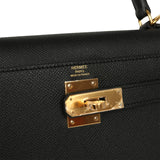 Hermes Kelly Sellier 28 Black Epsom Gold Hardware - Thumbnail View 7