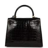 Pre-owned Hermes Kelly Sellier 25 Black Shiny Alligator Gold Hardware - Thumbnail View 4