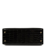 Pre-owned Hermes Kelly Sellier 25 Black Shiny Alligator Gold Hardware - Thumbnail View 6