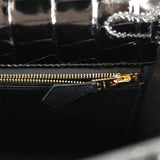 Pre-owned Hermes Kelly Sellier 25 Black Shiny Alligator Gold Hardware - Thumbnail View 9