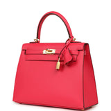 Pre-owned Hermes Kelly Sellier 25 Rose Extreme Epsom Gold Hardware - Thumbnail View 5