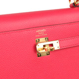 Pre-owned Hermes Kelly Sellier 25 Rose Extreme Epsom Gold Hardware - Thumbnail View 7
