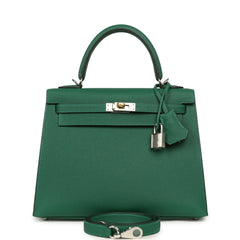 Hermes Kelly Sellier 25 Vert Moyen Epsom Electrum Hardware